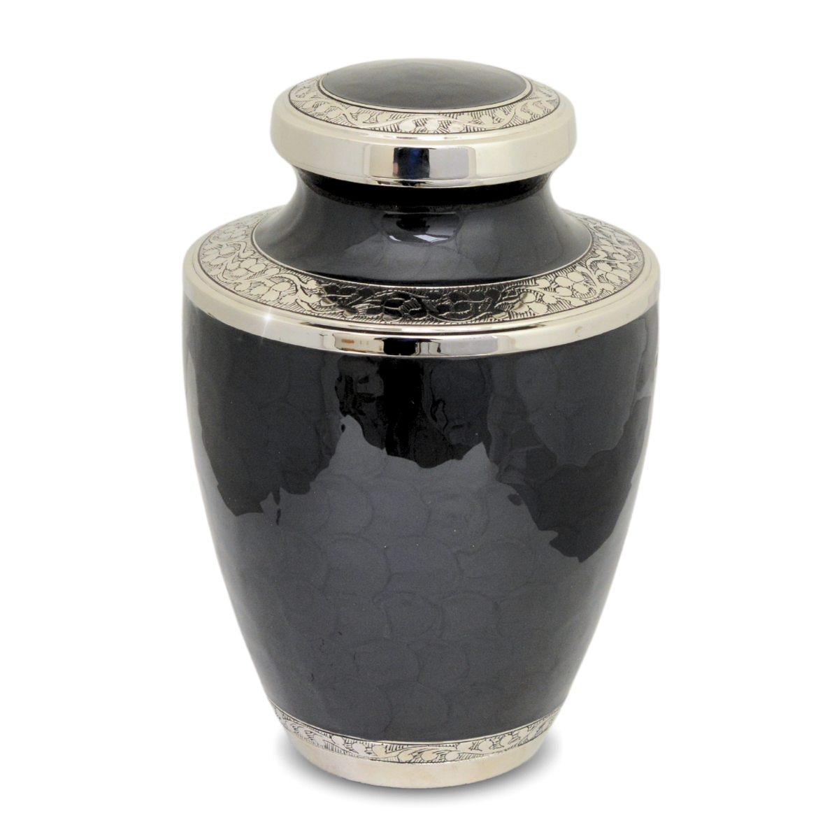 Black Floral Adult Brass Urn