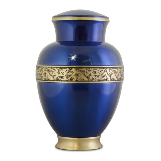 Leaf Blue Brass Urn