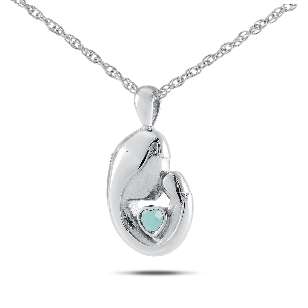 March w/ Aquamarine Stainless Steel Keepsake