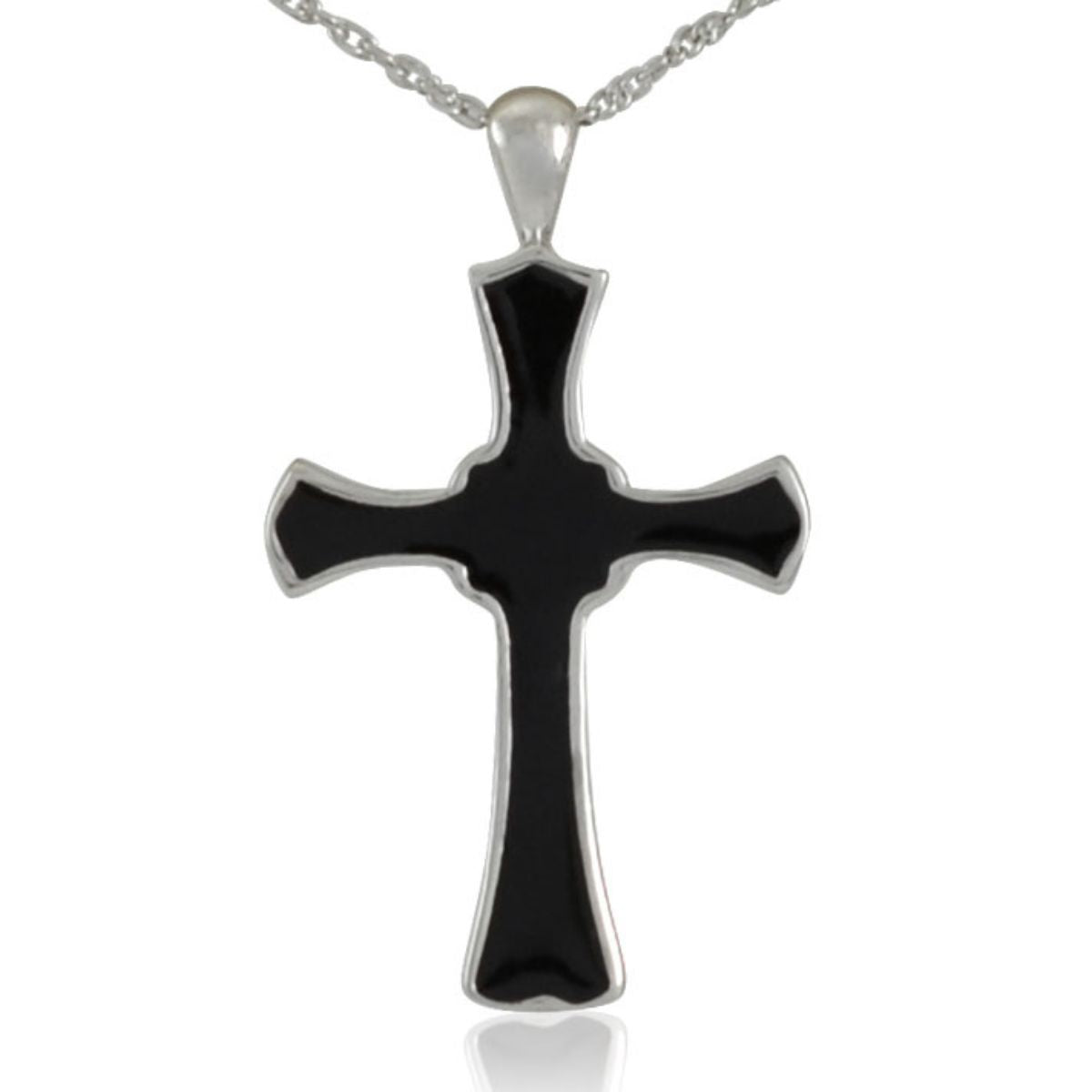 Mens Black Cross Keepsake Pendant